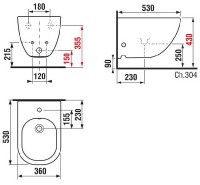 JIKA MIO-N závěsný bidet s otvorem pro baterii, s bočním otvorem   H8317120003041
